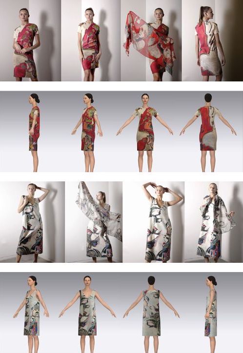 Digital and live textile designs from multiple angles